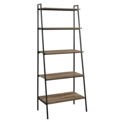Kirkland's Home Bookshelves-Rustic Oak Industrial Ladder Bookshelf