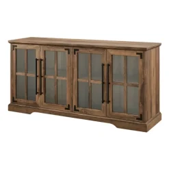 Kirkland's Home Tv Stands & Media Consoles-Rustic Oak Window 4-Door Tv Stand