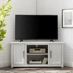 Kirkland's Home Tv Stands & Media Consoles-Rustic White Katy-Corner Tv Stand