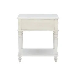 Kirkland's Home Accent & End Tables-Rustic White Turned Legs Accent Table
