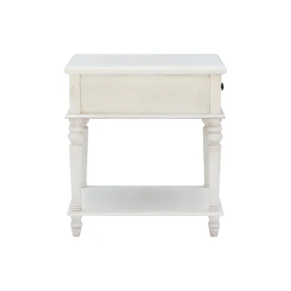 Kirkland's Home Accent & End Tables-Rustic White Turned Legs Accent Table