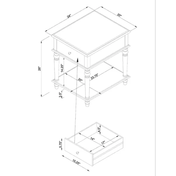 Kirkland's Home Accent & End Tables-Rustic White Turned Legs Accent Table