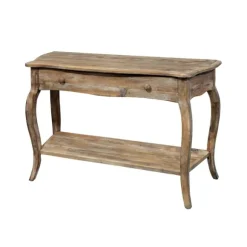 Kirkland's Home Console Tables-Rustic Wood Curved Console Table