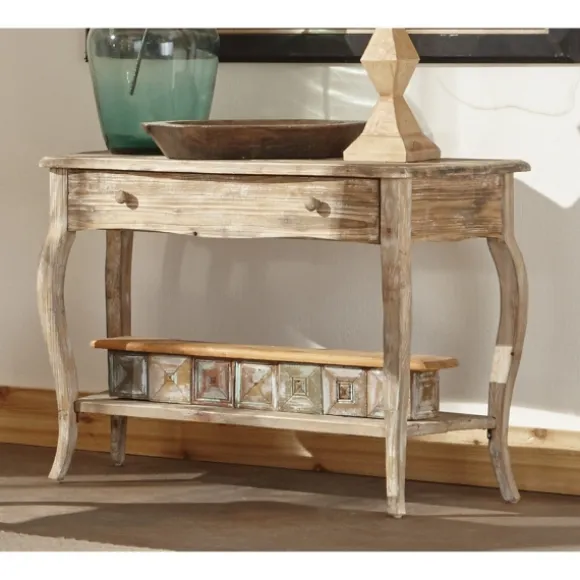 Kirkland's Home Console Tables-Rustic Wood Curved Console Table