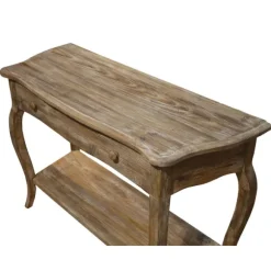 Kirkland's Home Console Tables-Rustic Wood Curved Console Table