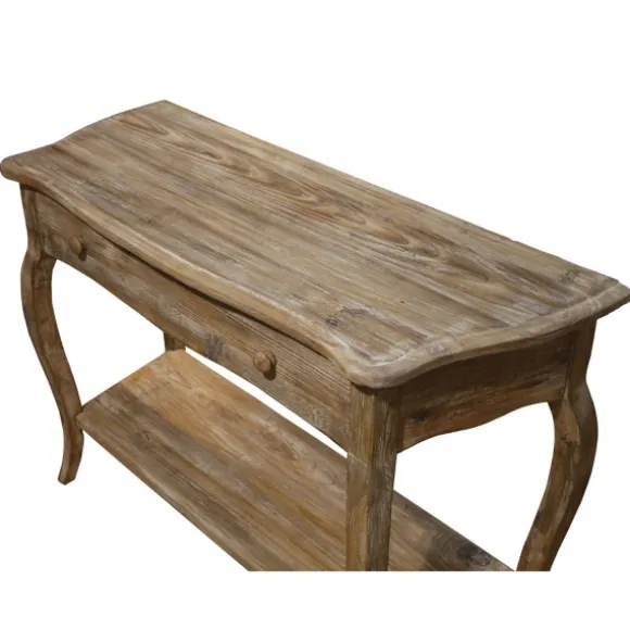 Kirkland's Home Console Tables-Rustic Wood Curved Console Table