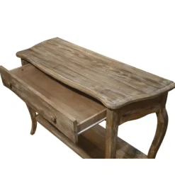 Kirkland's Home Console Tables-Rustic Wood Curved Console Table