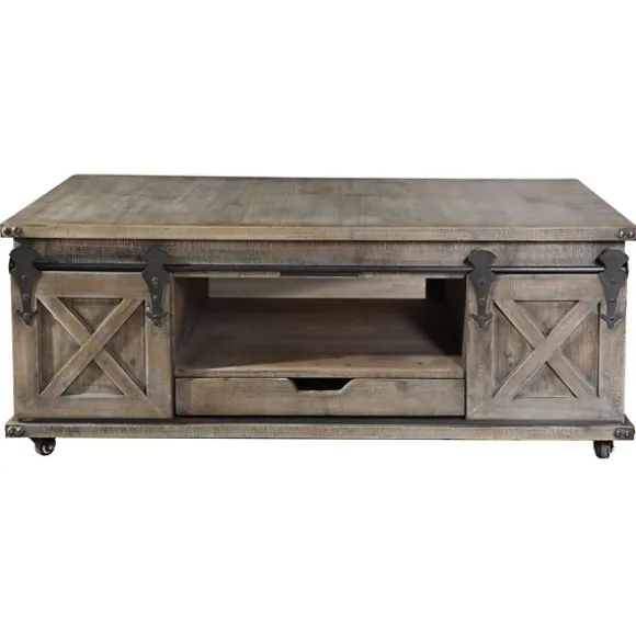 Kirkland's Home Coffee Tables-Rustic Wood Rolling Barn Door Coffee Table