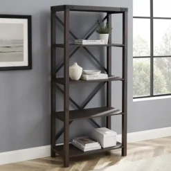 Kirkland's Home Bookshelves-Sable Wood X-Frame Classic Bookcase