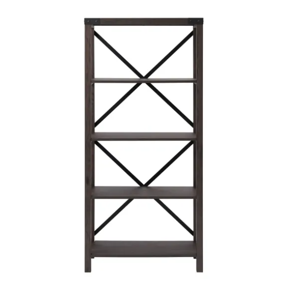 Kirkland's Home Bookshelves-Sable Wood X-Frame Classic Bookcase