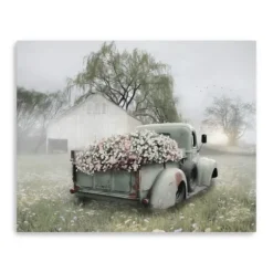 Kirkland's Home Canvas Art-Sage Flower Truck Canvas Art Print, 30X24 In.