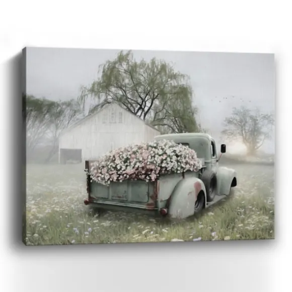 Kirkland's Home Canvas Art-Sage Flower Truck Canvas Art Print, 30X24 In.