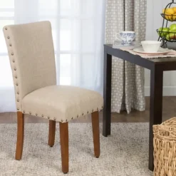 Kirkland's Home Dining Chairs-Sand Nailhead Parsons Dining Chairs, Set Of 2