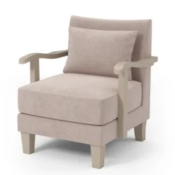 Kirkland's Home Accent Chairs-Sandy Beige Curved Arms Accent Chair