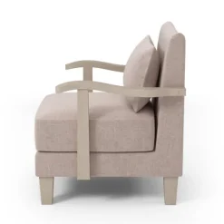 Kirkland's Home Accent Chairs-Sandy Beige Curved Arms Accent Chair