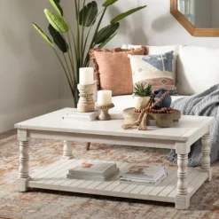 Kirkland's Home Coffee Tables-Savannah Cream Distressed Coffee Table