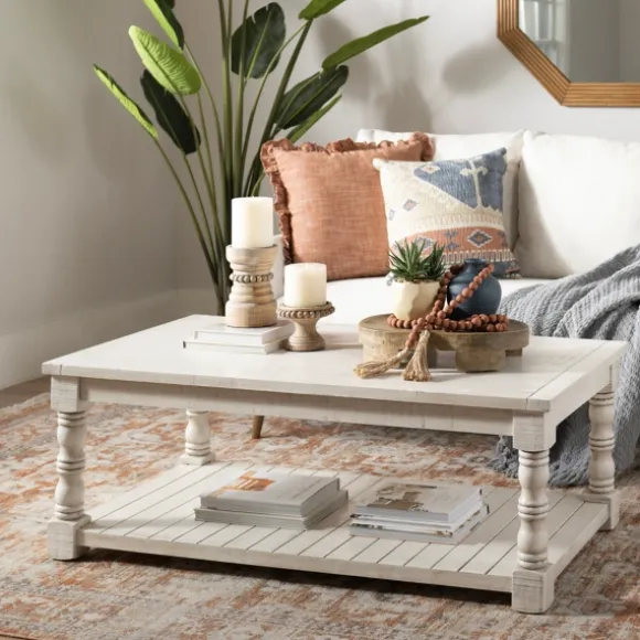 Kirkland's Home Coffee Tables-Savannah Cream Distressed Coffee Table