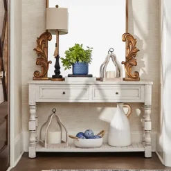 Kirkland's Home Console Tables-Savannah Cream Distressed Console Table