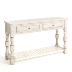 Kirkland's Home Console Tables-Savannah Cream Distressed Console Table