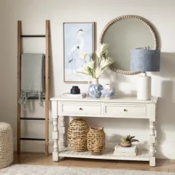 Kirkland's Home Console Tables-Savannah Cream Distressed Console Table