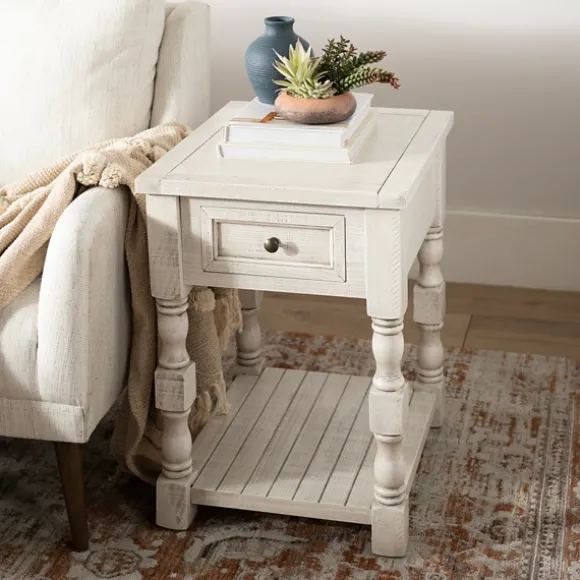 Kirkland's Home Accent & End Tables-Savannah Cream Distressed Side Table