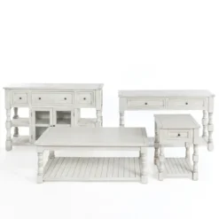 Kirkland's Home Accent & End Tables-Savannah Cream Distressed Side Table