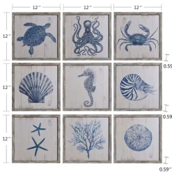 Kirkland's Home Framed Art-Sea Creatures Framed Wood Art Prints, Set Of 9