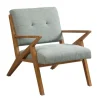 Kirkland's Home Accent Chairs-Seafoam Mid-Century Pecan Finish Accent Chair