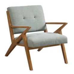 Kirkland's Home Accent Chairs-Seafoam Mid-Century Pecan Finish Accent Chair