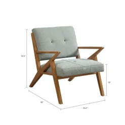 Kirkland's Home Accent Chairs-Seafoam Mid-Century Pecan Finish Accent Chair