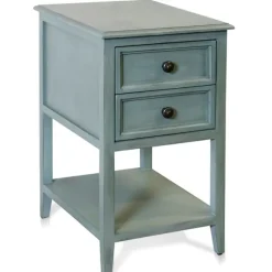 Kirkland's Home Accent & End Tables-Seafoam Slim Side Table With Shelf