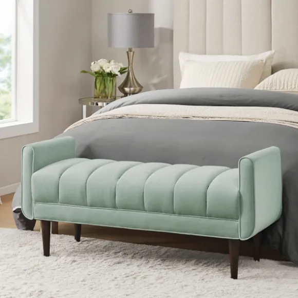 Kirkland's Home Benches & Ottomans-Seafoam Velvet Bench