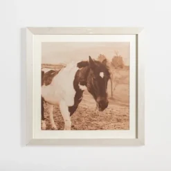 Kirkland's Home Framed Art-Sepia Horse On Linen Framed Art Print