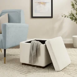 Kirkland's Home Benches & Ottomans-Sherpa Cube Storage Ottoman