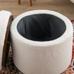 Kirkland's Home Benches & Ottomans-Sherpa Upholstered Storage Ottoman