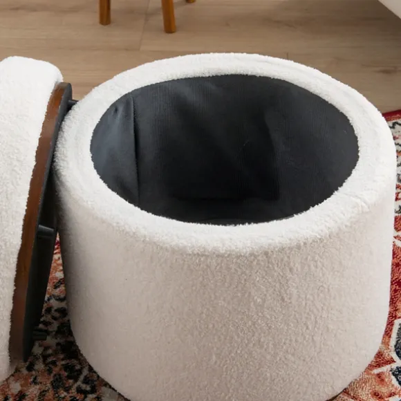 Kirkland's Home Benches & Ottomans-Sherpa Upholstered Storage Ottoman