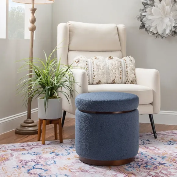 Kirkland's Home Benches & Ottomans-Sherpa Upholstered Storage Ottoman