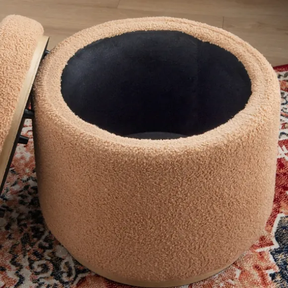 Kirkland's Home Benches & Ottomans-Sherpa Upholstered Storage Ottoman