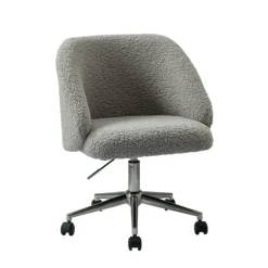 Kirkland's Home Office Furniture-Sherpa Upholstered Swivel Office Chair
