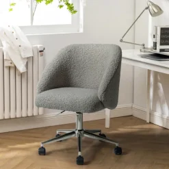 Kirkland's Home Office Furniture-Sherpa Upholstered Swivel Office Chair