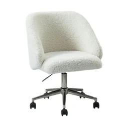 Kirkland's Home Office Furniture-Sherpa Upholstered Swivel Office Chair