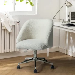 Kirkland's Home Office Furniture-Sherpa Upholstered Swivel Office Chair