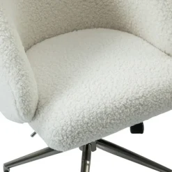 Kirkland's Home Office Furniture-Sherpa Upholstered Swivel Office Chair