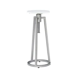 Kirkland's Home Accent & End Tables-Silver And White Marble Adjustable Drink Table