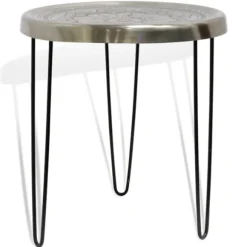 Kirkland's Home Accent & End Tables-Silver Mandala Hairpin Accent Table