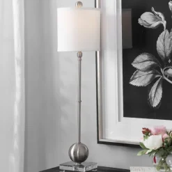 Kirkland's Home Buffet Lamps-Silver Metal Globe Buffet Lamp