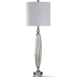 Kirkland's Home Buffet Lamps-Silver Ribbed Glass Buffet Lamp