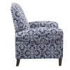Kirkland's Home Accent Chairs-Sky Blue Fretwork Upholstered High Back Recliner