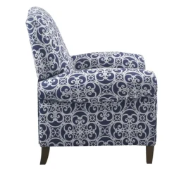 Kirkland's Home Accent Chairs-Sky Blue Fretwork Upholstered High Back Recliner