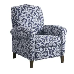 Kirkland's Home Accent Chairs-Sky Blue Fretwork Upholstered High Back Recliner